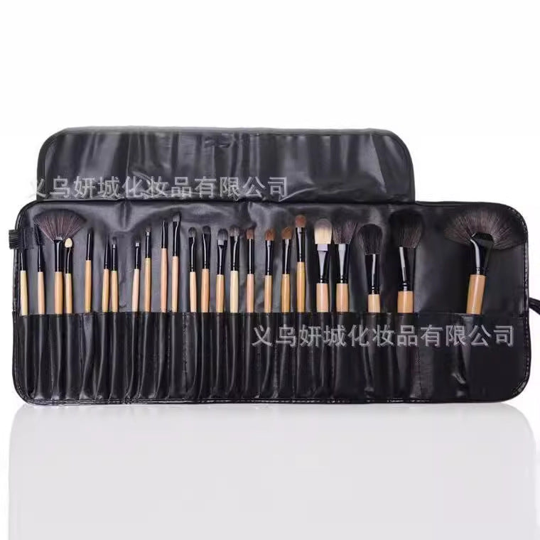 32-Piece Wood Color Makeup Brush Set – With Brush Bag