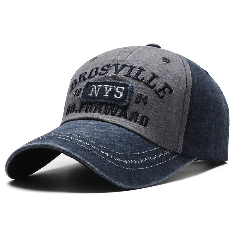 Men's Washed Cotton Baseball Cap Embroidered Casual Sun Hat