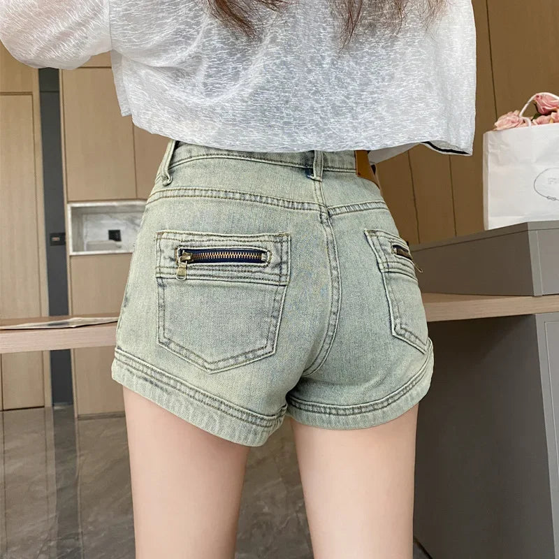 Korean High Waist A-Line Denim Shorts