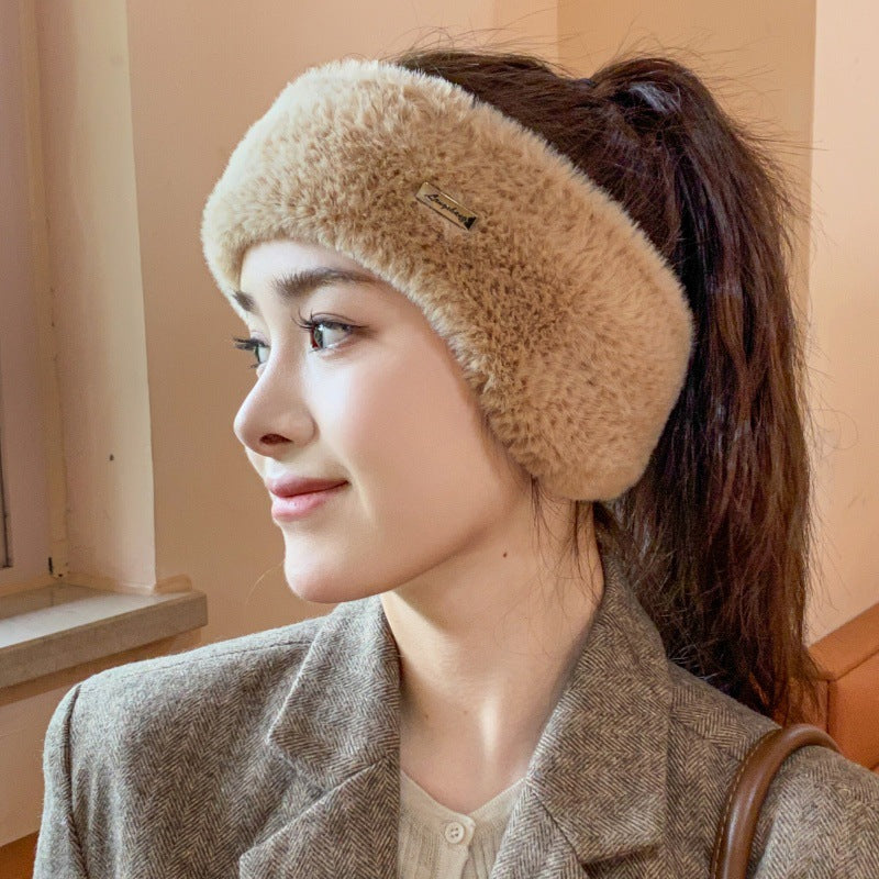 Winter Plush Empty Top Knitted Headband Ear Protection Women