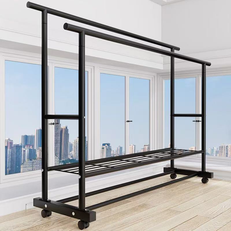 Double-Layer Mobile Clothes Drying Rack for Home & Dorm