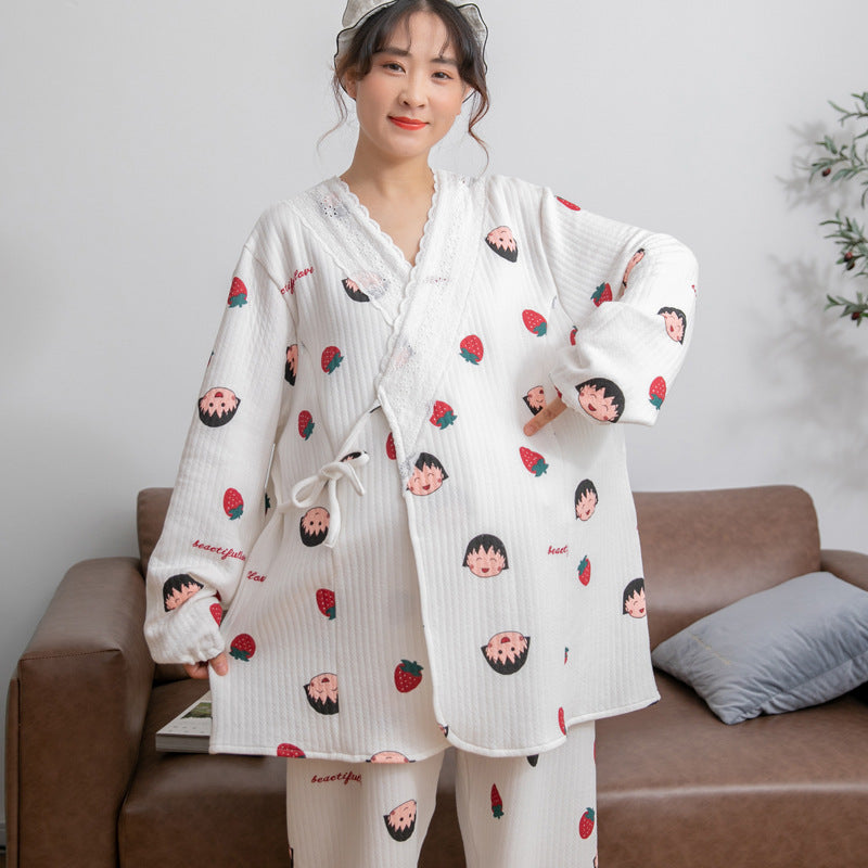 Plus Size Cotton Padded Maternity Postpartum Pajamas
