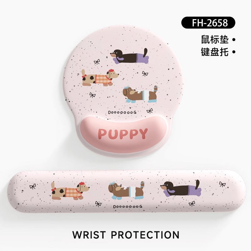 Cartoon Dachshund Wrist Mouse Pad with Hand Rest