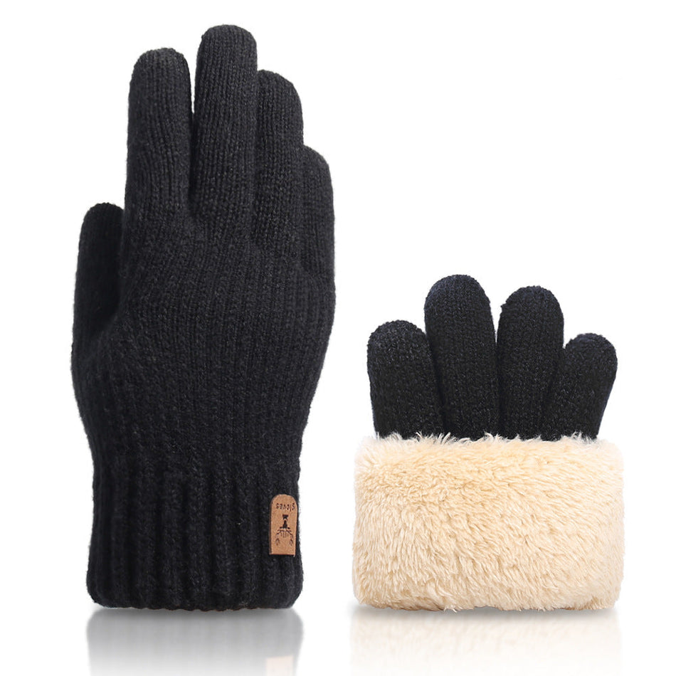 Men’s Wool Knitted Touchscreen Winter Gloves Plus Velvet