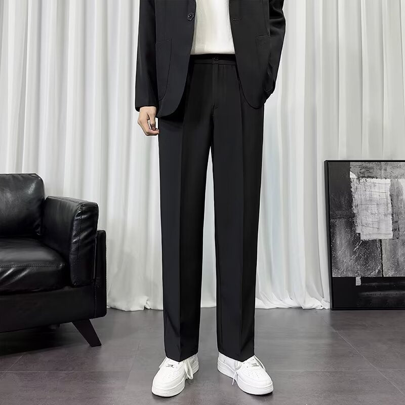 Men’s Fleece-Lined Loose Straight Wide-Leg Casual Pants