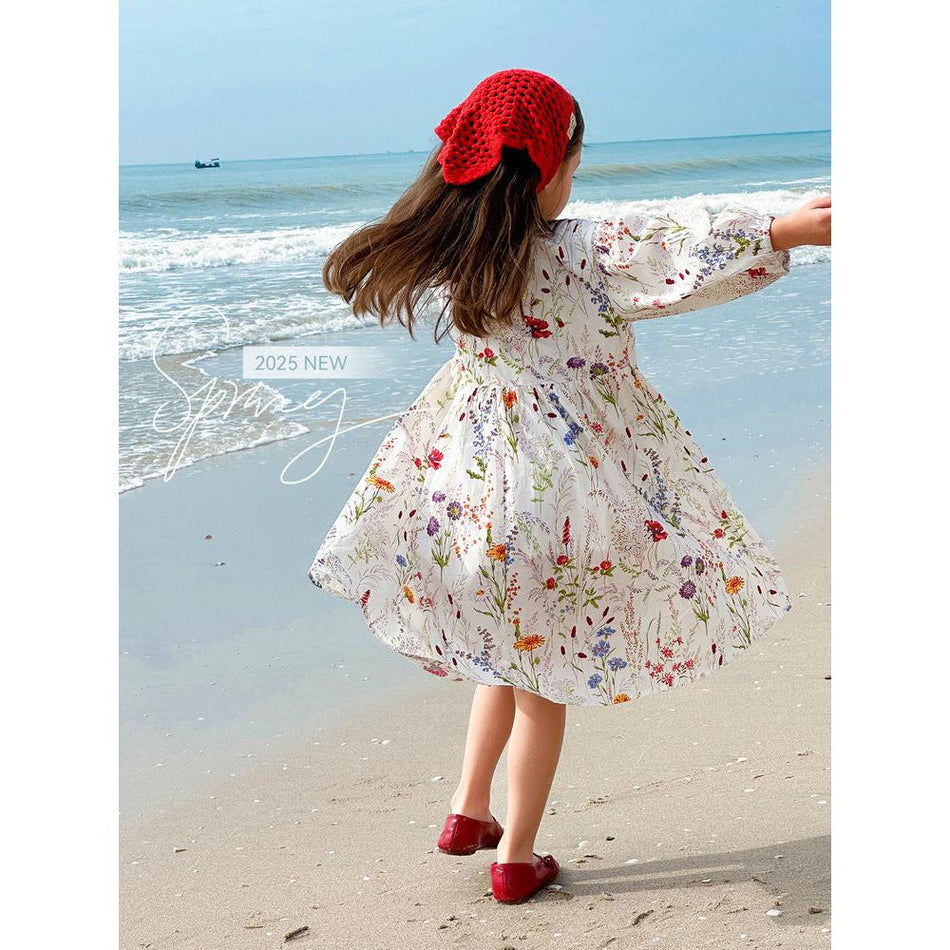 Tutu Elephant Girls Floral Long Dress 2025 Spring Parent-Child