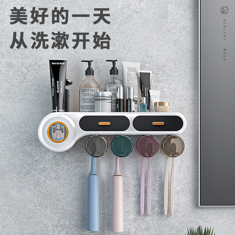 Punch-Free Wall-Mounted Toothbrush Rack – Multifunctional Storage