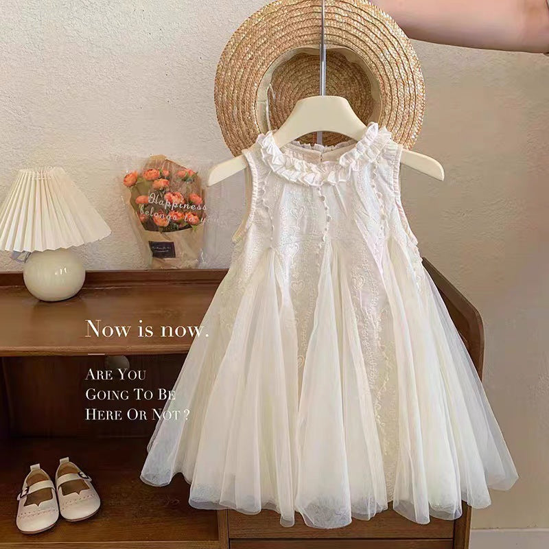 Girls Floral Collar Mesh Princess Dress Summer – Summer Kids Fashion Nepal | Tudoholic