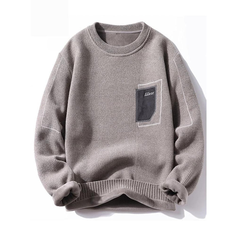 Men's Retro Chenille Fleece-lined Knitwear Round Neck Autumn