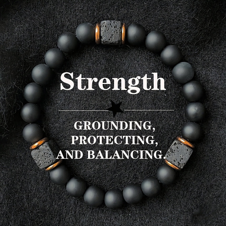 Men’s Volcanic Stone Bracelet – Black Onyx Gentle Style