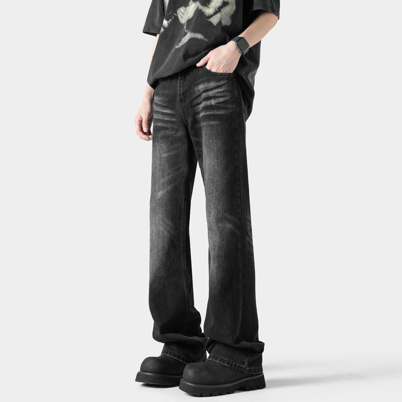 STOCK-Men’s Retro Blue Jeans – Loose Flared Spring Casual Pants