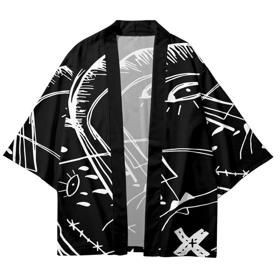 Men’s Graffiti Kimono Summer Digital Print Cardigan