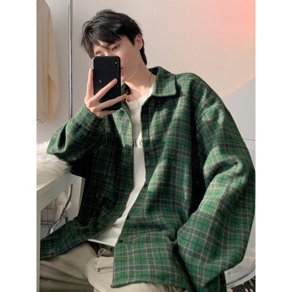 Men’s Woolen Overshirt British Style Autumn Jacket