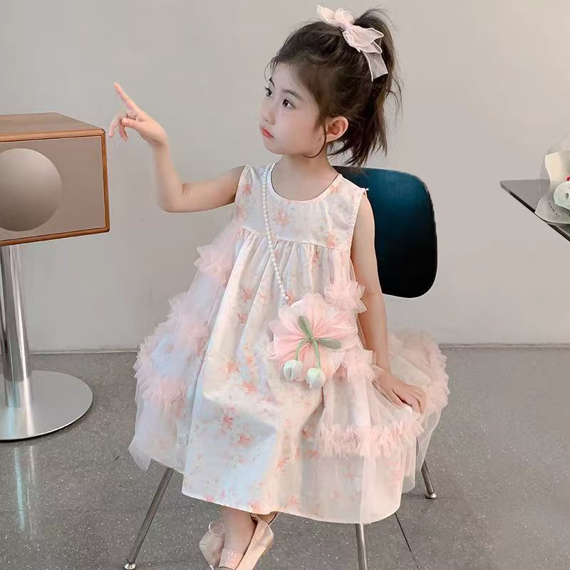 Girls Korean Floral Mesh Princess Dress Summer New – Summer Kids Fashion Nepal | Tudoholic