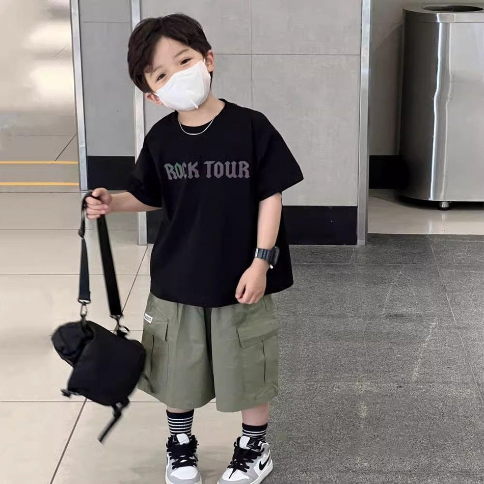 Boys Heavy Cotton Loose Short Sleeve Summer T-Shirt