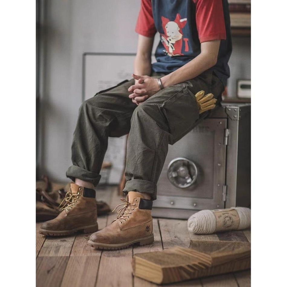 Men’s Japanese Retro Washed Cargo Jogger Pants