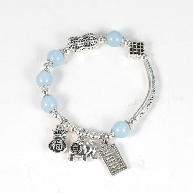 Handmade Silver Elephant Peanut Bracelet