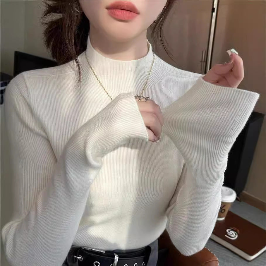 Women’s Half-Turtleneck Faux Wool Sweater – 2026