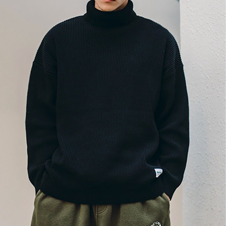 Men’s Thick Solid Color Turtleneck Sweater Autumn Winter