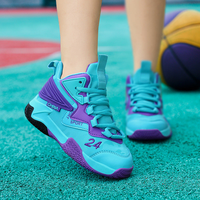 Boys Basketball Shoes 6-15 Years Breathable Sneakers