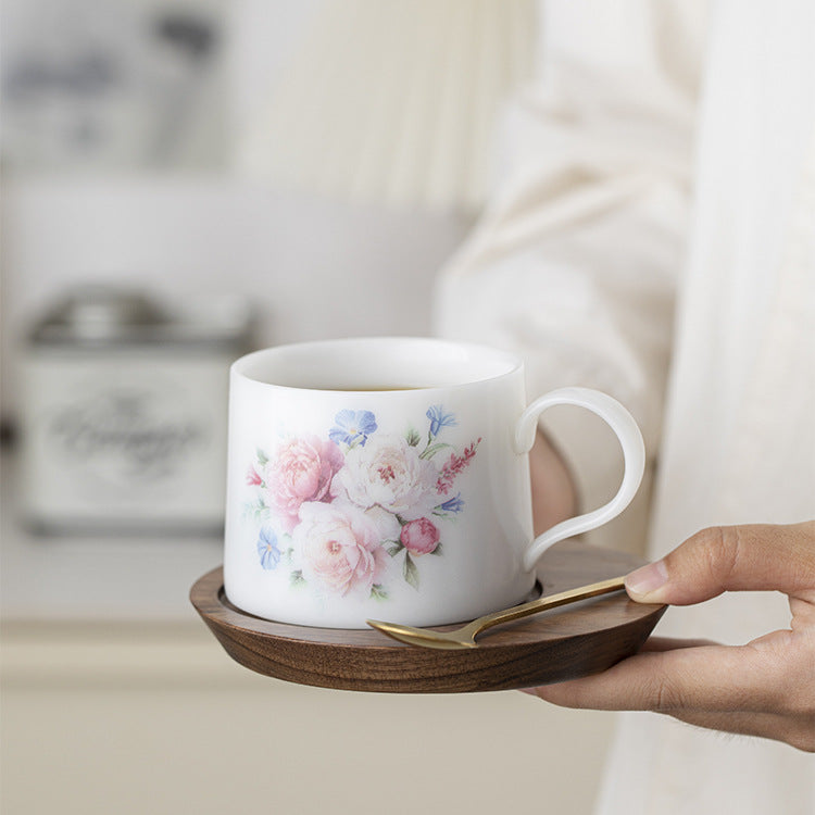Dehua White Ice Jade Porcelain Coffee Cup & Saucer Set
