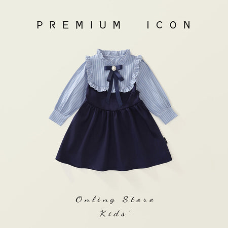 Girls Preppy Striped Dress Autumn 2025 Korean Style – Spring Autumn Kids Fashion Nepal | Tudoholic