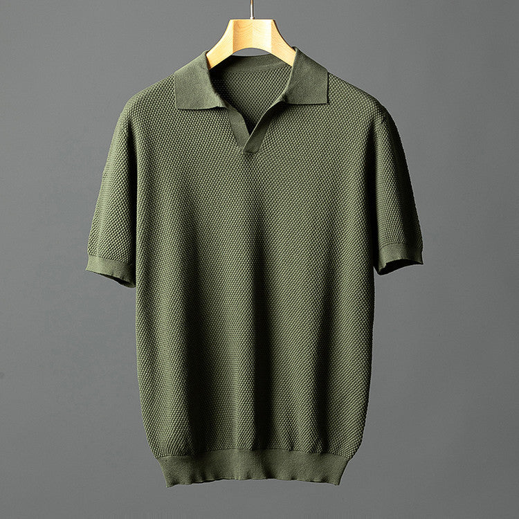 Summer Men's Pure Cotton Pineapple Lapel Casual Polo Shirt