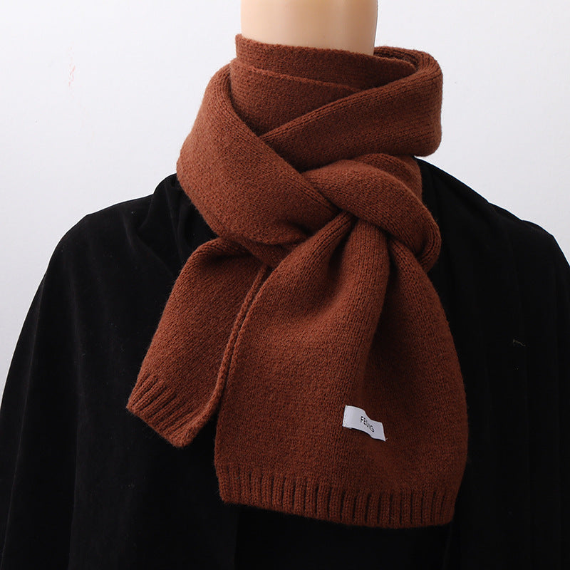Korean-Style Warm Solid Color Scarf Women