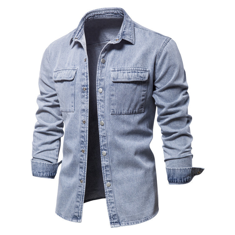 INSTOCK-Washed Denim Jacket for Men – Casual Spring & Autumn