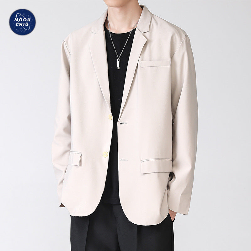 Loose College Style Men’s Casual Suit Jacket – Korean Trend