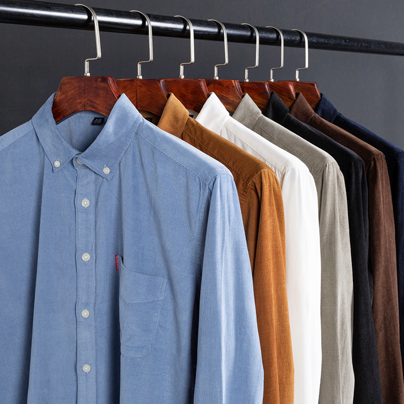 Men’s Cotton Corduroy Slim Fit Shirt – Korean Style