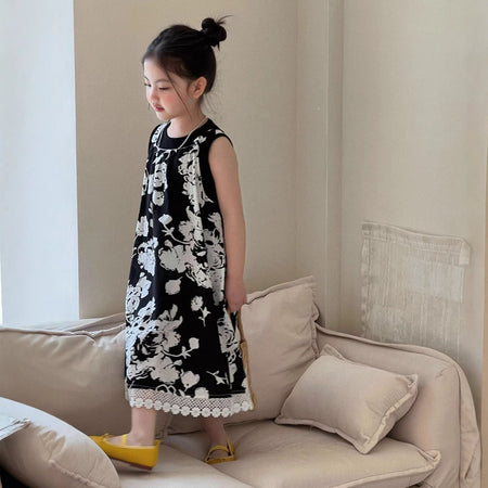Girls Retro Flower Vest Dress Summer Princess 2026 – Summer Kids Fashion Nepal | Tudoholic