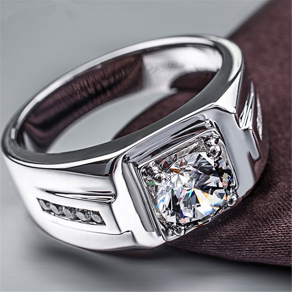 Men's Platinum Moissanite Ring – Bold Fashion Statement