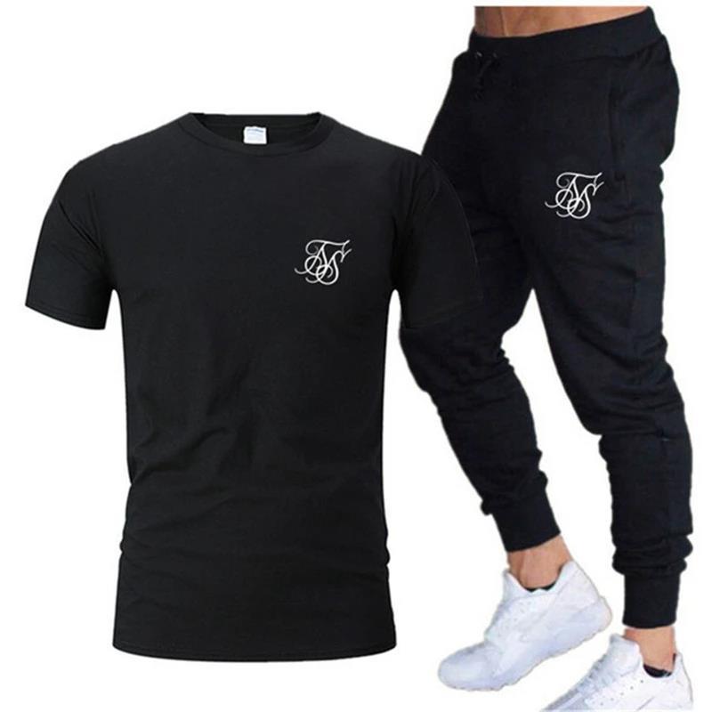 Men's Retro Sports Set – Printed Tee & Jogger Pants Combo