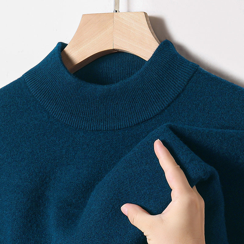 Men’s Autumn Winter Half-High Collar Solid Color Cardigan