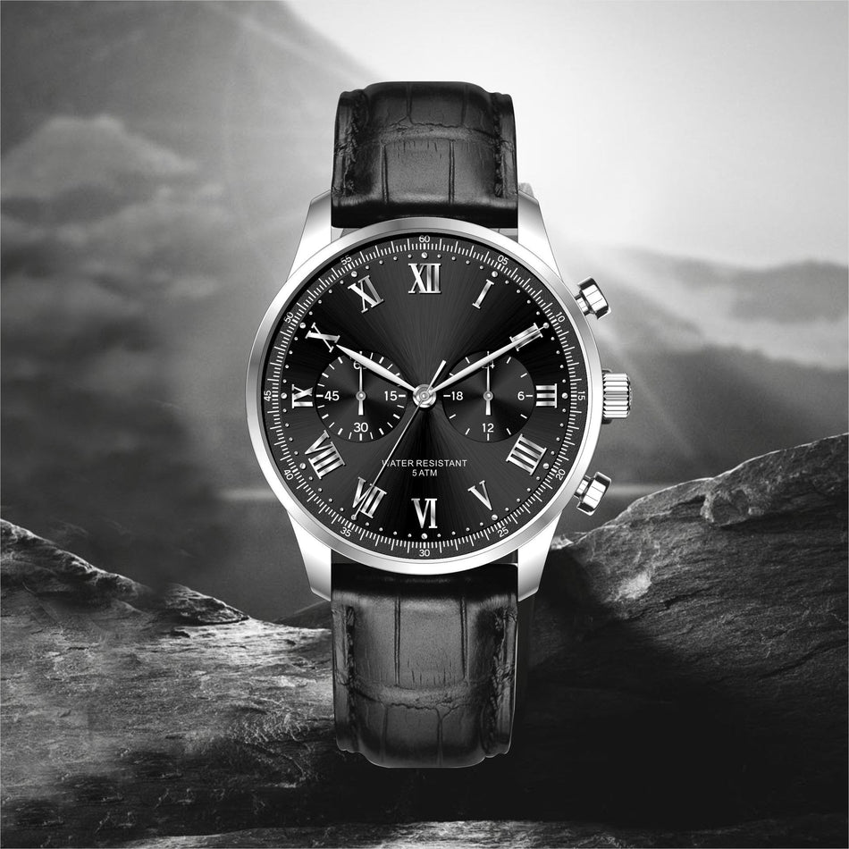 High-End Men’s Leather Strap Quartz Swiss Watch