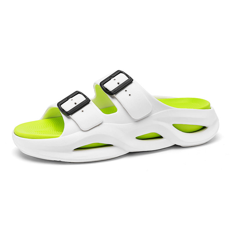 Trendy Men’s Double Buckle Slippers