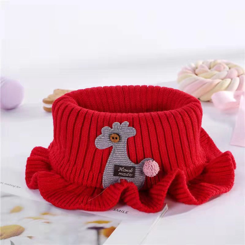Baby Cartoon Knitted Scarf – Warm Wool Shawl for Kids