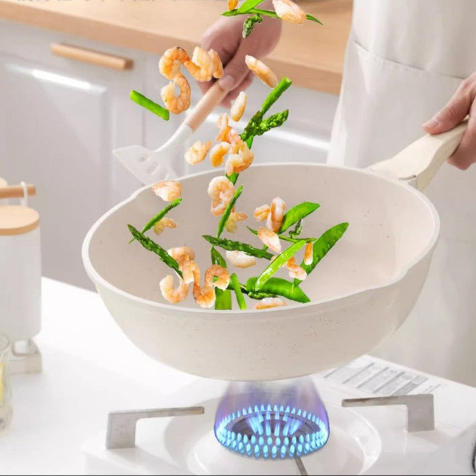 Thickened Marble Non-Stick Wok – Universal Aluminum Pan