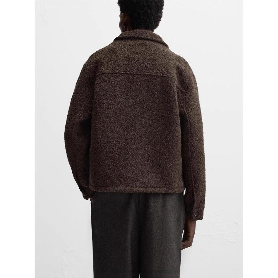Men’s Wool Tweed Short Lapel Jacket Long Sleeve