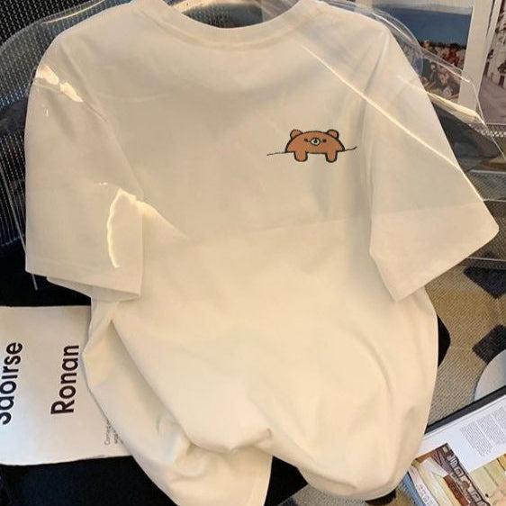 Men’s White Retro T-Shirt – Printed Crewneck Style