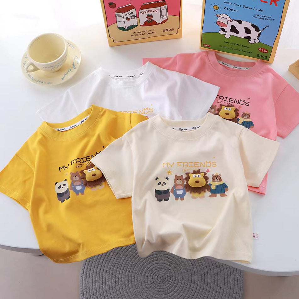 3D Cartoon Cotton T-Shirt – Kids’ Summer Top