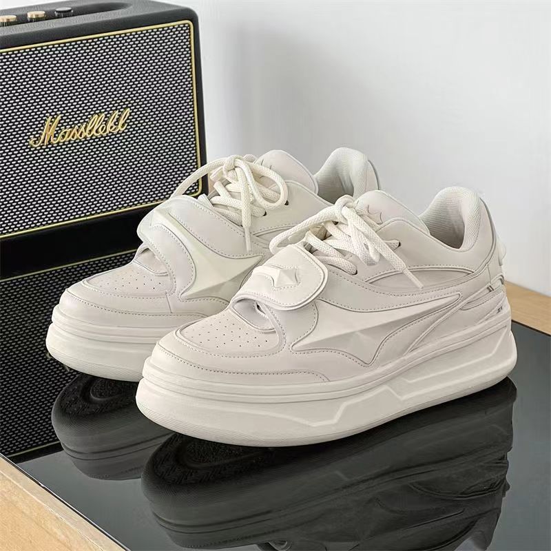 Four-Star White Shoes – Height-Boost Casual Sneakers