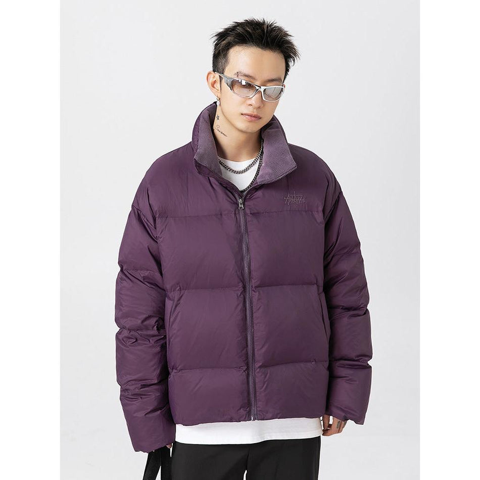Men’s 2026 Velvet Down Jacket Thickened Embroidered Stand