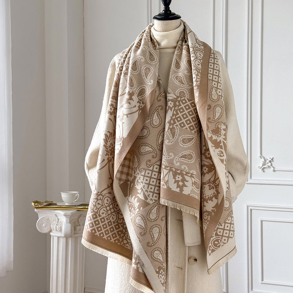 Dual-Purpose Imitation Cashmere Thick Warm Neck Scarf