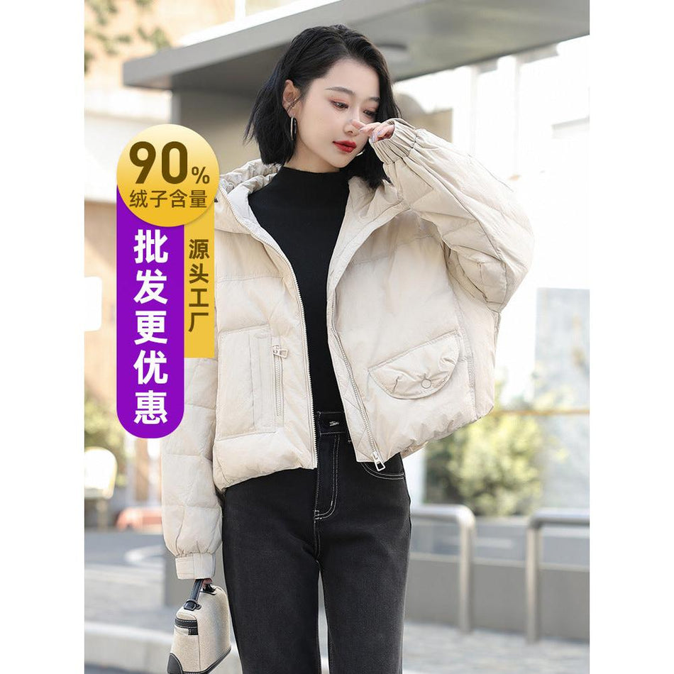 Korean Hooded Short Flat Lake Down Jacket