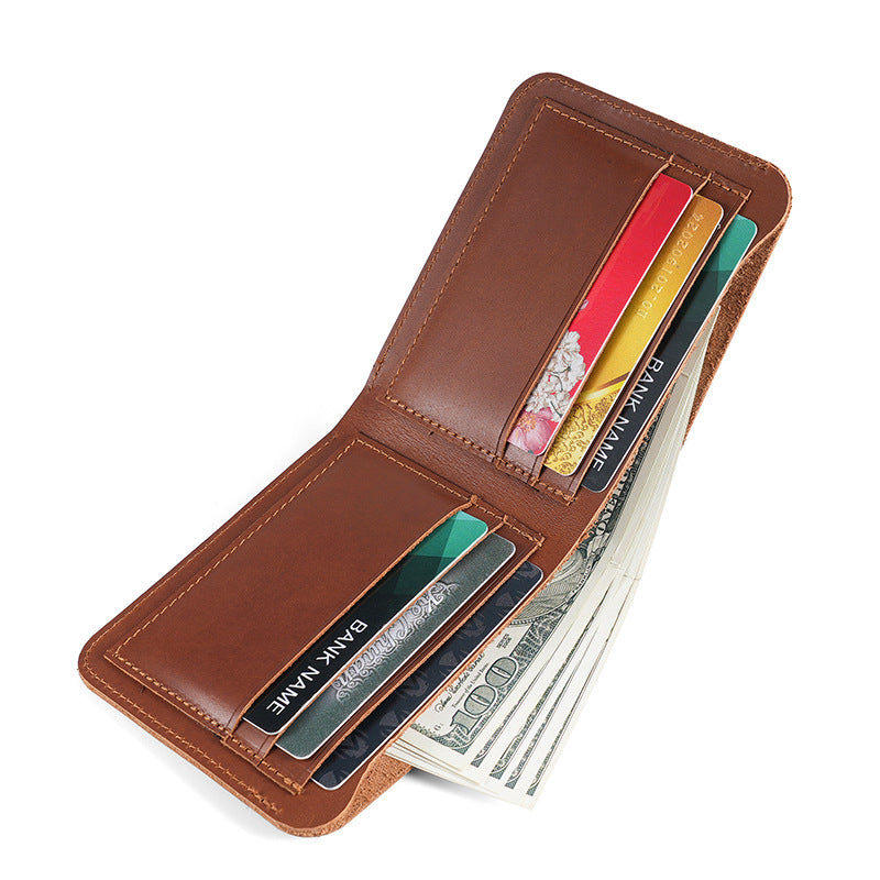 Men’s Retro Crazy Horse Leather Wallet – Slim & Stylish