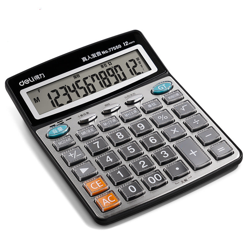 Deli Voice Calculator with Large Screen for Office Use