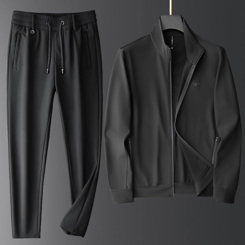 Men’s Light Luxury Sports Suit – Autumn Casual Fleece-Lined