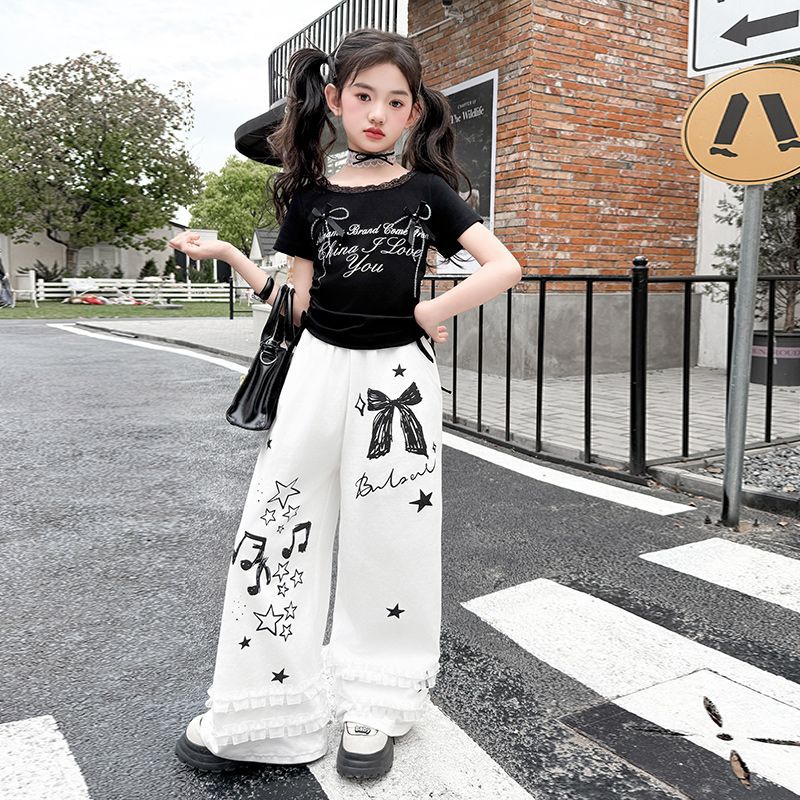 Girls Bowknot T-Shirt & Pants Two-Piece Set – Cute Kids Clothes Nepal | Tudoholic